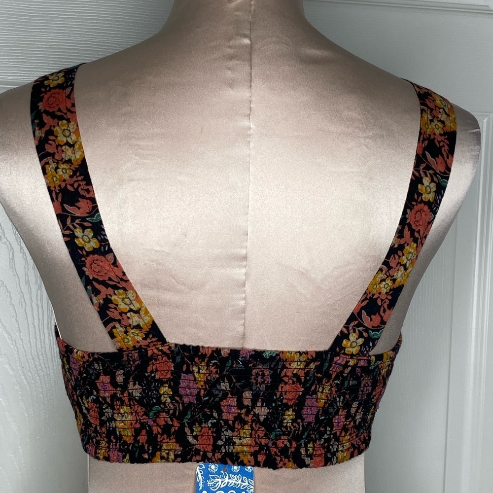 NWT Free People Floral Crop Tie Front Top Sz S - Picture 9 of 12